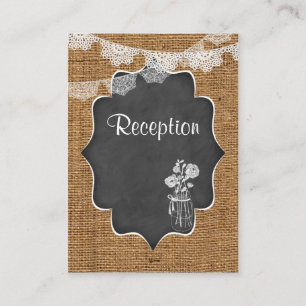 Tarjeta De Recepción Mason Jar, Lace, Burlap, Chalkboard Boda Insert