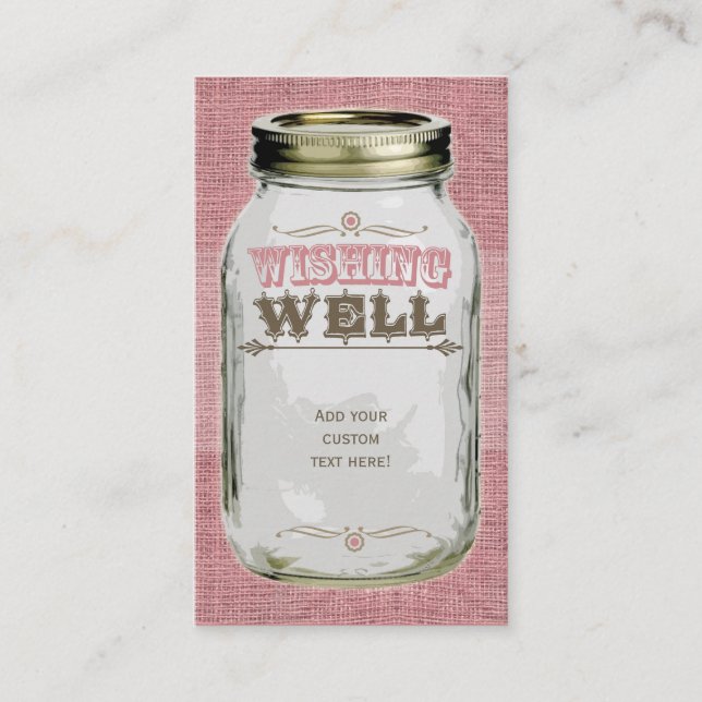 Tarjeta De Recepción Mason Jar Pink Wishing Well (Anverso)