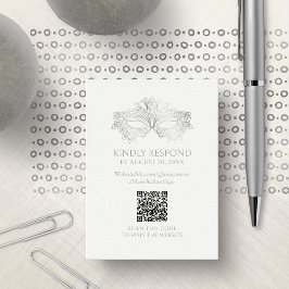 Tarjeta De Recepción Masquerade Mask Quinceanera QR RSVP