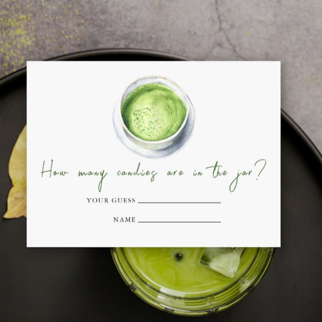 Tarjeta De Recepción Matcha Latte Baby Shower Cuántos caramelos (Subido por el creador)