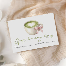Tarjeta De Recepción Matcha Latte How Many Kisses Bridal Game