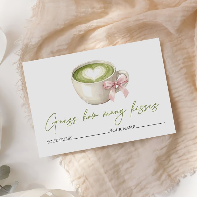 Tarjeta De Recepción Matcha Latte How Many Kisses Bridal Game (Subido por el creador)