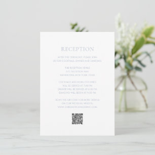 Tarjeta De Recepción Matrimonio elegante de código QR azul limpio