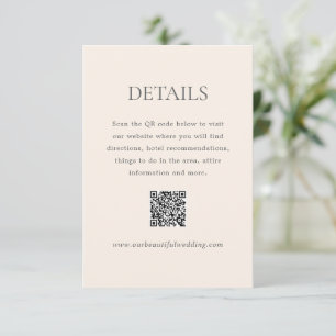 Tarjeta De Recepción Matrimonio elegante del código QR Neutral de la ti