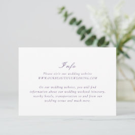 Tarjeta De Recepción Matrimonio elegante morado limpio