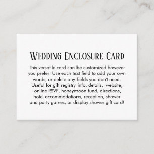 Tarjeta De Recepción Matrimonio personalizado simple DIY blanco y negro