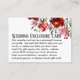 Tarjeta De Recepción Matrimonio personalizado simple DIY Flores rojas y