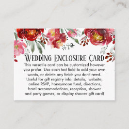 Tarjeta De Recepción Matrimonio personalizado simple DIY Flores rojas y