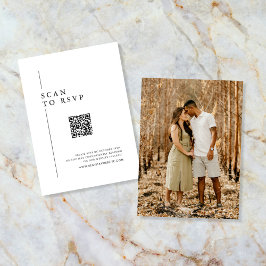 Tarjeta De Recepción Matrimonio RSVP Código QR Limpieza Minimalista Sim