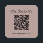 Tarjeta De Recepción Matriz de código simple de script RSVP Detalles de<br><div class="desc">Boda de script simple RSVP Detalles Tarjeta de gabinete de código QR en malva polvorienta</div>