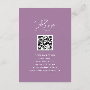 Tarjeta De Recepción Mauve Elegant Script Minimalista QR Wedding RSVP