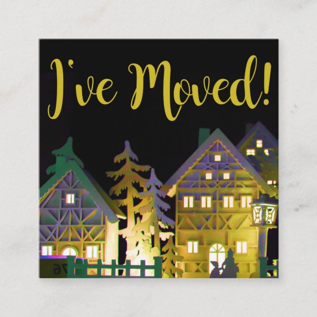 Tarjeta De Recepción Me he mudado de casas de Navidades iluminadas (Anverso)