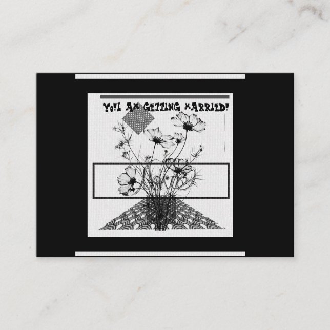 Tarjeta De Recepción Me voy a casar con una flor blanca y negra (Anverso)