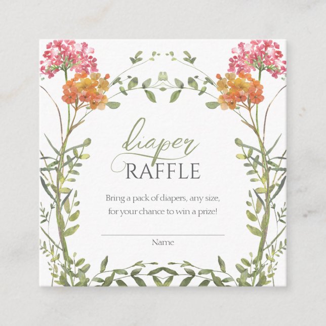 Tarjeta De Recepción Meadow Flowers Baby Shower Diaper Raffle (Anverso)