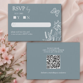 Tarjeta De Recepción Meadow Flowers Blue Gray Wedding RSVP