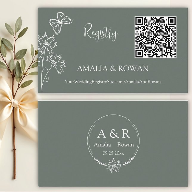 Tarjeta De Recepción Meadow Flowers Registro de Bodas verdes de Sirocco (Subido por el creador)