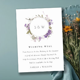 Tarjeta De Recepción Meadow Lilac Floral Wreath Boda Desear Bien