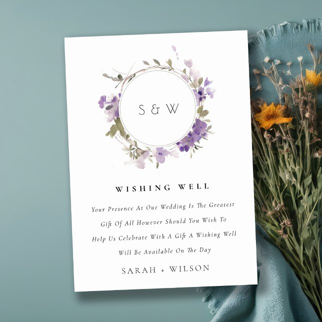 Tarjeta De Recepción Meadow Lilac Floral Wreath Boda Desear Bien (Subido por el creador)