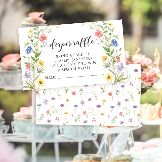 Tarjeta De Recepción Meadow wildflower bebé niña de ducha de pañales ri (Subido por el creador)