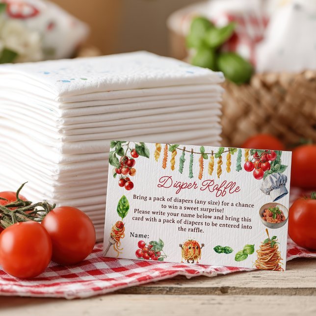 Tarjeta De Recepción Meatball Italian Pasta Baby Shower Diaper Raffle (Meatball Italian Pasta Baby Shower Diaper Raffle Enclosure Card)