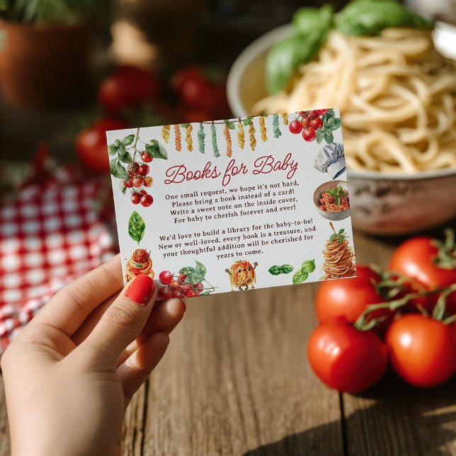 Tarjeta De Recepción Meatball Italian Pasta Books for Baby Shower (Meatball Italian Pasta Books for Baby Shower Enclosure Card)
