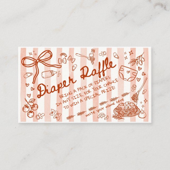 Tarjeta De Recepción Meatball Italian Theme Diaper Raffle (Anverso)