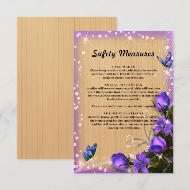 Tarjeta De Recepción Medida de seguridad de la mariposa floral púrpura  (Anverso / Reverso)