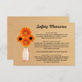 Tarjeta De Recepción Medida de seguridad de mason jar floral, Naranja d