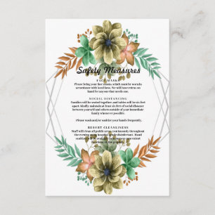 Tarjeta De Recepción Medida De Seguridad Floral De Las Acuarelas Amaril