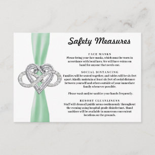 Tarjeta De Recepción Medidas de Seguridad Corazón Infinito Cinta Verde