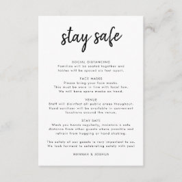 Tarjeta De Recepción Medidas de seguridad | Covid-19 Modern Script Boda