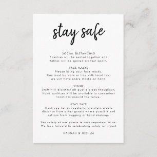 Tarjeta De Recepción Medidas de seguridad   Covid-19 Modern Script Boda