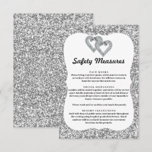 Tarjeta De Recepción Medidas de Seguridad de Corazones de Diamante con