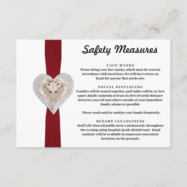 Tarjeta De Recepción Medidas de seguridad de encajes rojos de Unicorn (Anverso)