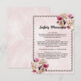 Tarjeta De Recepción Medidas de seguridad de Floral Pink Marble de Whit