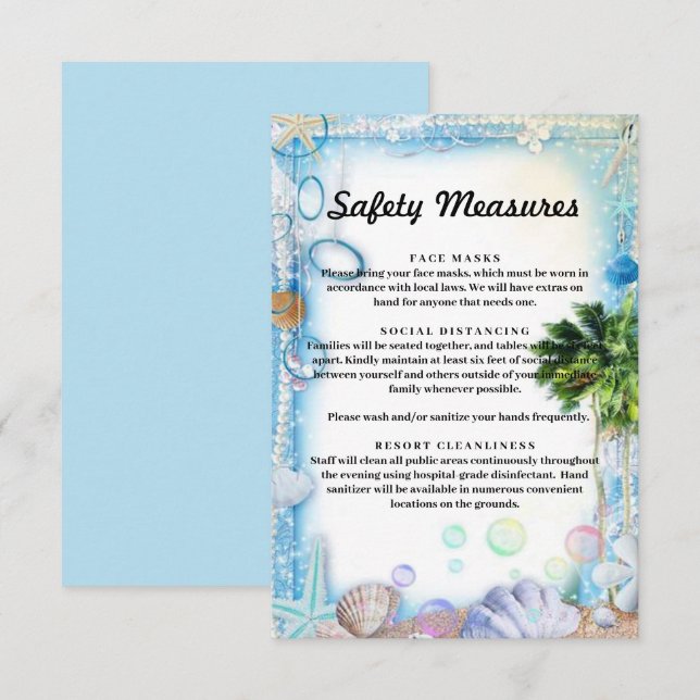 Tarjeta De Recepción Medidas de seguridad de las playas tropicales (Anverso / Reverso)