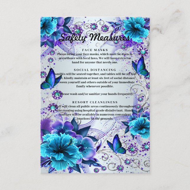 Tarjeta De Recepción Medidas De Seguridad De Los Bodas Florales Y Marip (Anverso)