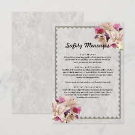 Tarjeta De Recepción Medidas de Seguridad de Mármol Floral White Lily
