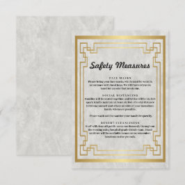 Tarjeta De Recepción Medidas de Seguridad de Mármol Geométrico Dorado