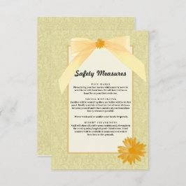 Tarjeta De Recepción Medidas de seguridad del Boda floral amarillo