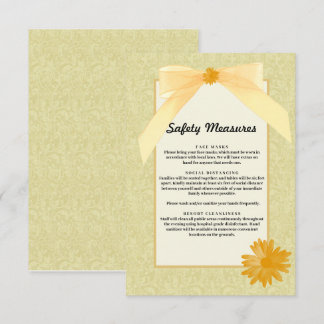 Tarjeta De Recepción Medidas de seguridad del Boda floral amarillo