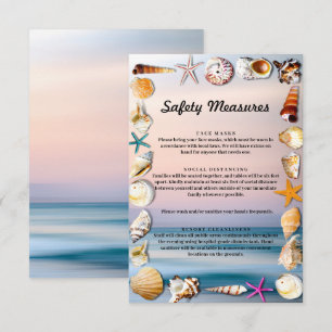 Tarjeta De Recepción Medidas de Seguridad en Playa Arenosa Tropical y C