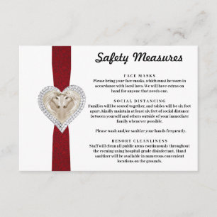 Tarjeta De Recepción Medidas de Seguridad Encaje Rojo Unicornio