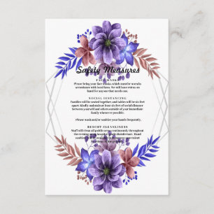 Tarjeta De Recepción Medidas De Seguridad Floral De Las Acuarelas Púrpu