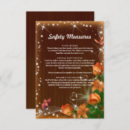 Tarjeta De Recepción Medidas de seguridad floral del Naranja de madera