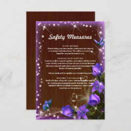 Tarjeta De Recepción Medidas de Seguridad Floral Púrpura de Madera Oscu