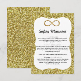 Tarjeta De Recepción Medidas de Seguridad Infinitas Brillo Dorado Oro