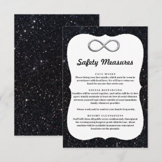 Tarjeta De Recepción Medidas de Seguridad Infinitas Plateadas con Brill