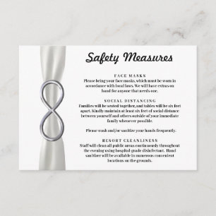 Tarjeta De Recepción Medidas de Seguridad Infinity Cinta Blanca Plata