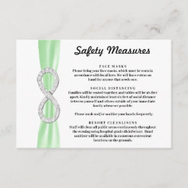 Tarjeta De Recepción Medidas de Seguridad Infinity Diamante Cinta Verde